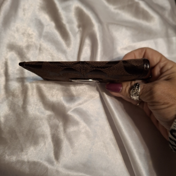 Coach Brown Monogram Key Card Pouch - Picture 3 of 8